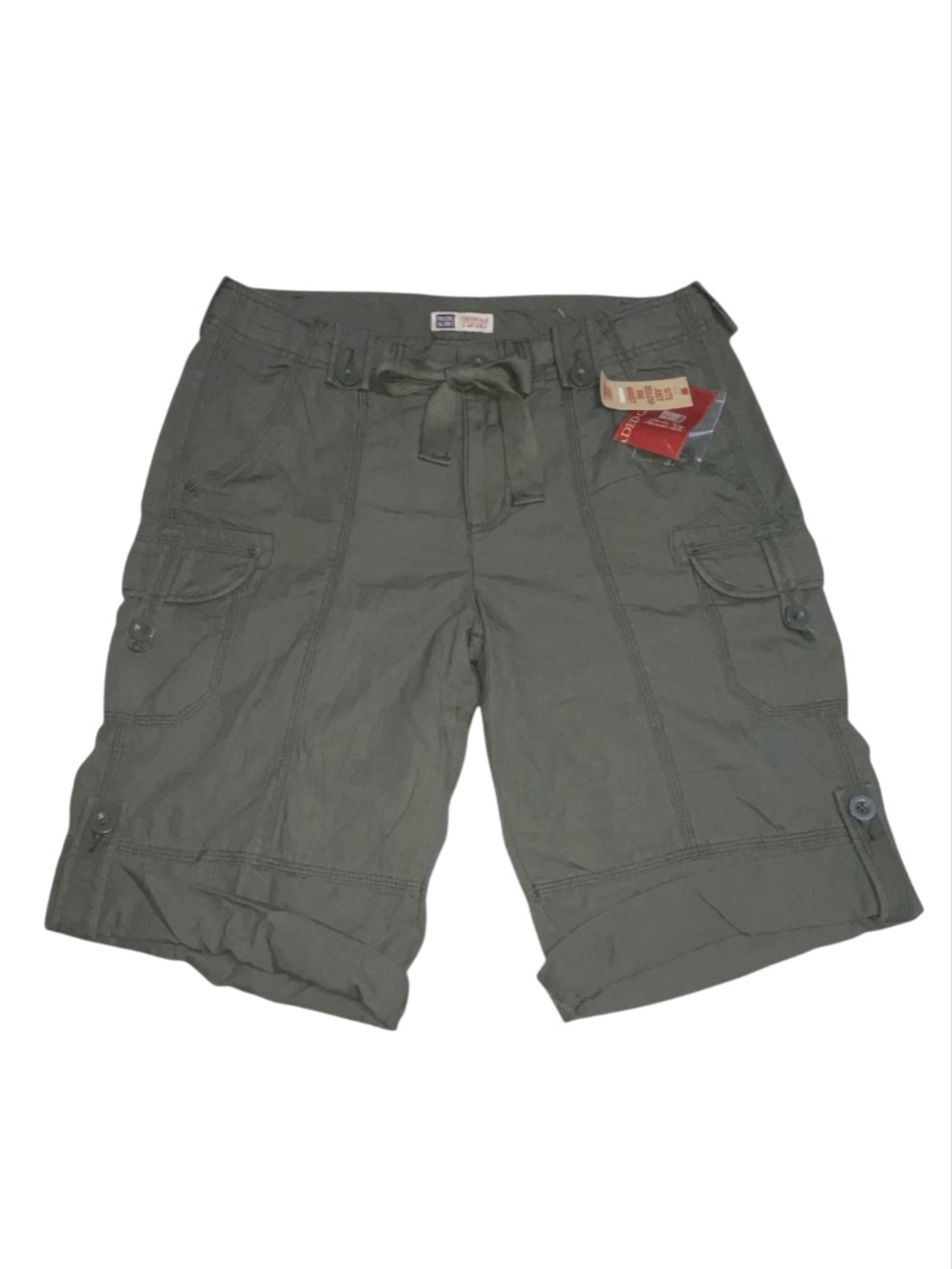 Faded Glory Womens 10 Army Green Cargo Capri Bermuda Shorts Multi Pocket Utility